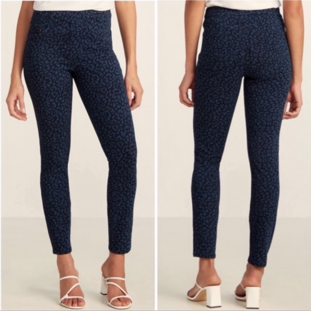 Spanx Leopard Jeanish Leggings Size Small Blue Black